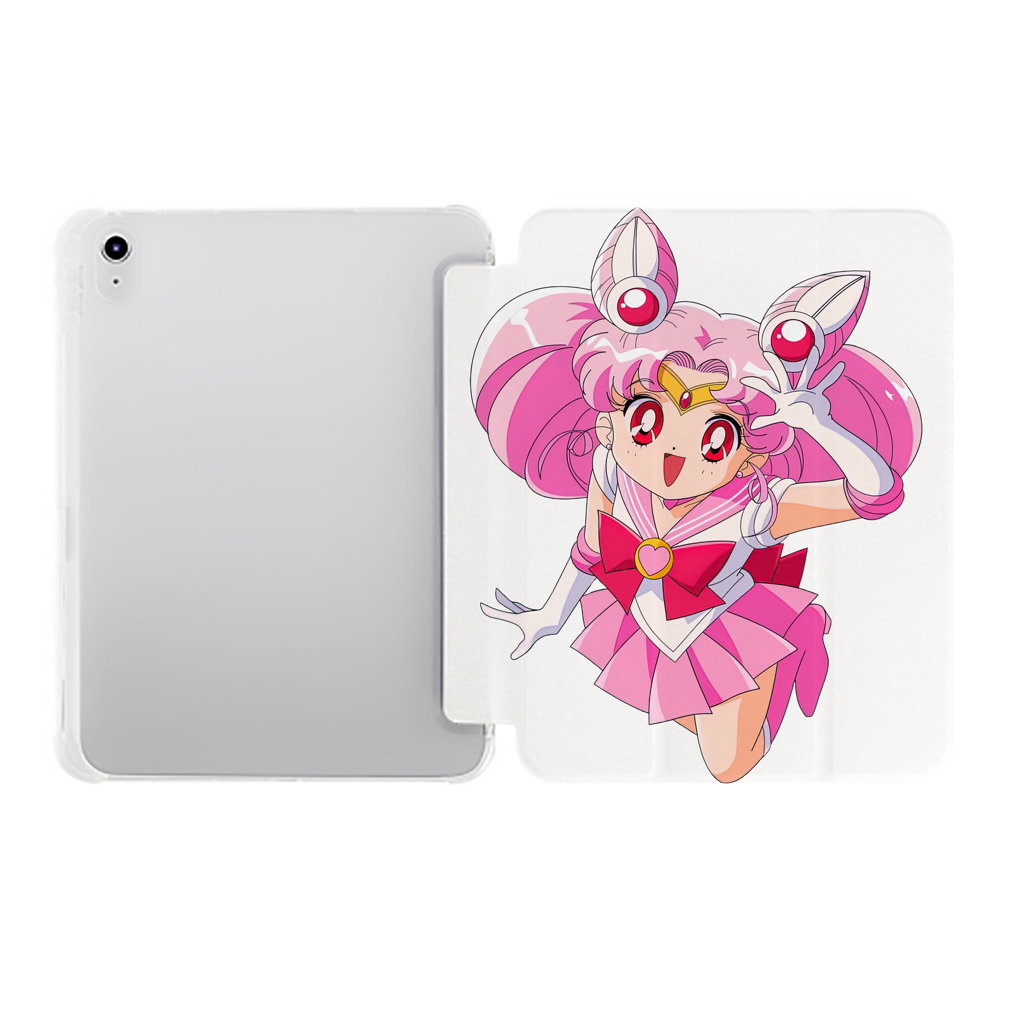 （画像用） 美少女戦士セーラームーン ちびうさ Sailor Moon Chibiusa Tsukino Usagi Small Lady Serenity IPad ケース ペン収納付き 三つ折りスタンド PUレザー×シリコン 対応機種9.5/10.5/10.9インチ